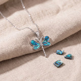 Collier Pendentif Libellule en Nacre Naturelle Bleue