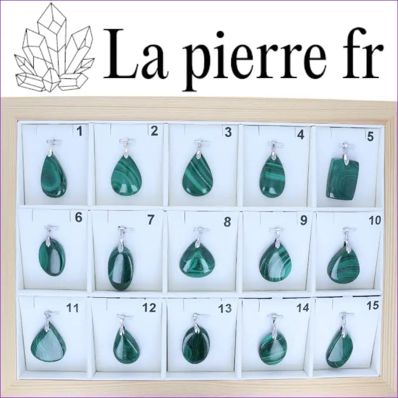 Collier avec Pendentif en pierre de Malachite véritable - La Pierre Fr
