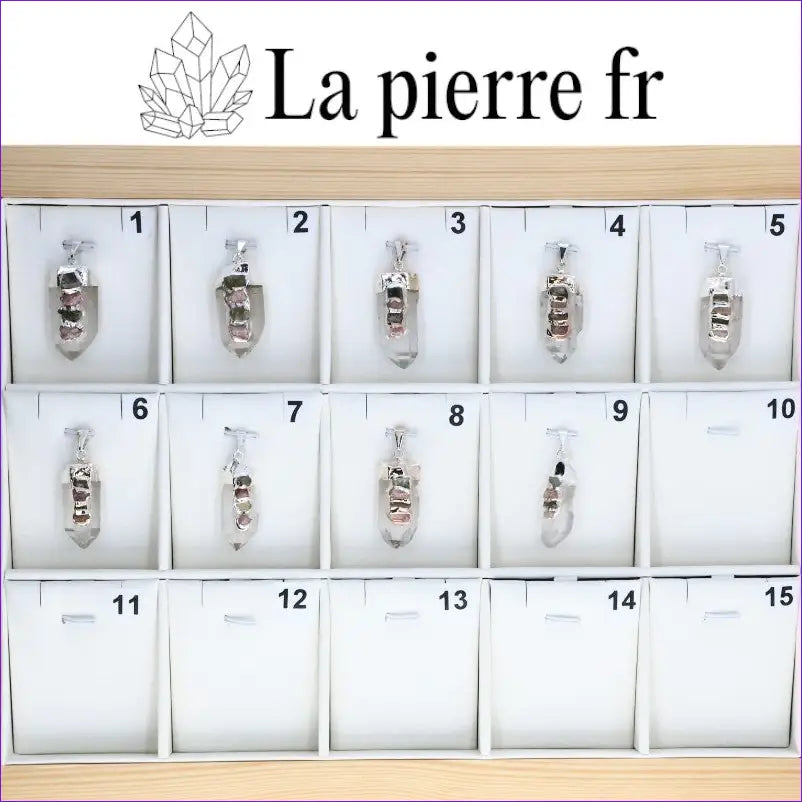Pendentif Naturel Cristal de Roche et Tourmaline Melon pendentif