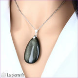 Pendentif goutte Obsidienne Dorée, bijou lithothérapie, pierre naturelle protection