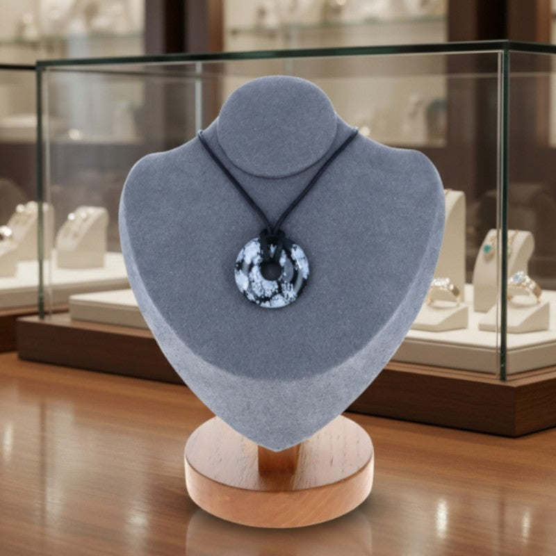 collier obsidienne neige donut noir blanc