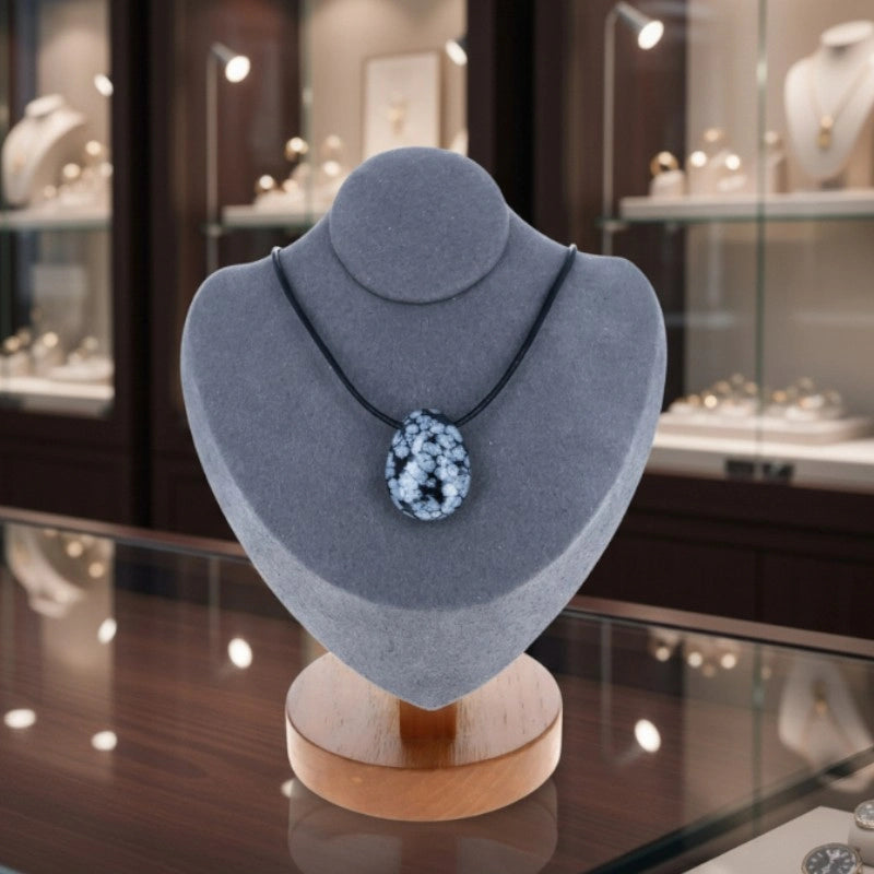 collier obsidienne mouchetée blanc et noir