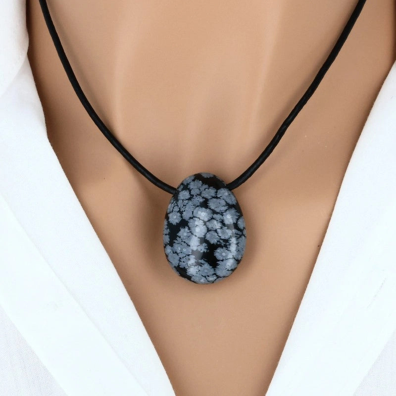 pendentif obsidienne neige naturelle