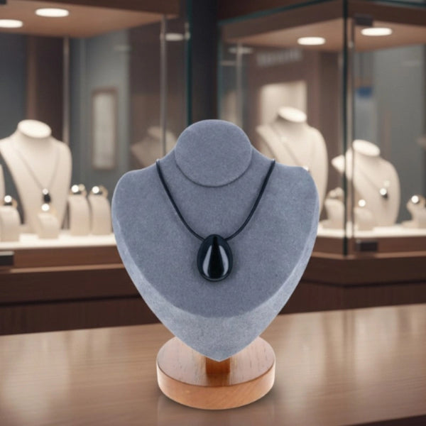 collier obsidienne noire brillante