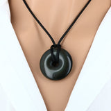 Pendentif en pierre Obsidienne Œil Céleste – forme donut 