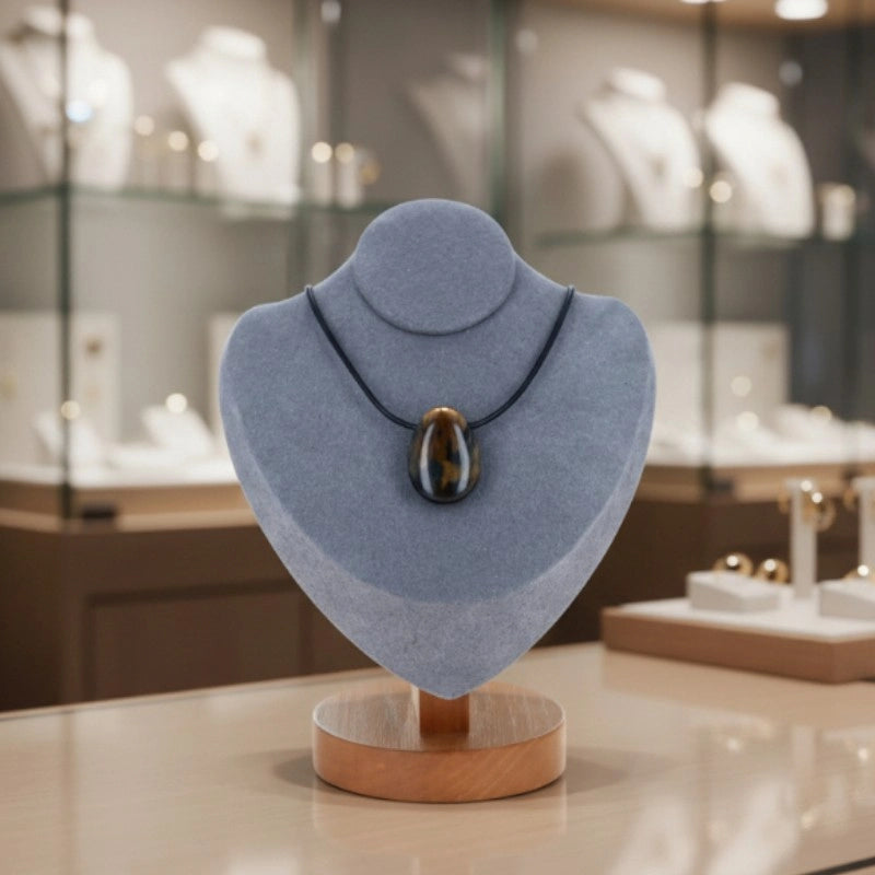 collier oeil de faucon bleu gris