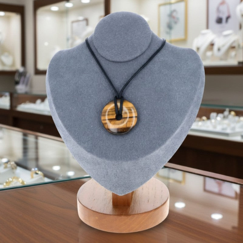 collier oeil de tigre donut reflets dores