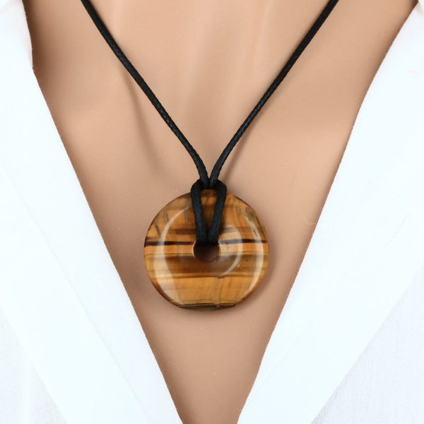 pendentif oeil de tigre forme donut pierre naturelle