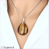 Pendentif Oeil de Tigre, bijou de protection, lithothérapie, cadeau