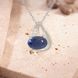 Pendentif Saphir Argent 925, Ovale Facetté 9 x 7 mm et Chaîne 60 cm (Merga)