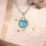 Collier Pierre Turquoise, Cœur d'Argent 925 et Cabochon 8 mm (Alzirr)