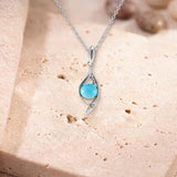 Collier Turquoise Femme, Navette d'Argent 925 et Pierre Ronde 9 mm (Sulafat)