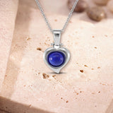 Collier Lapis Lazuli Véritable, Cœur d'Argent 925 et Pierre 8 mm (Gomeisa)