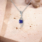 Collier Lapis Lazuli Homme et Femme, Navette d'Argent 925 Ajourée (Alshain)