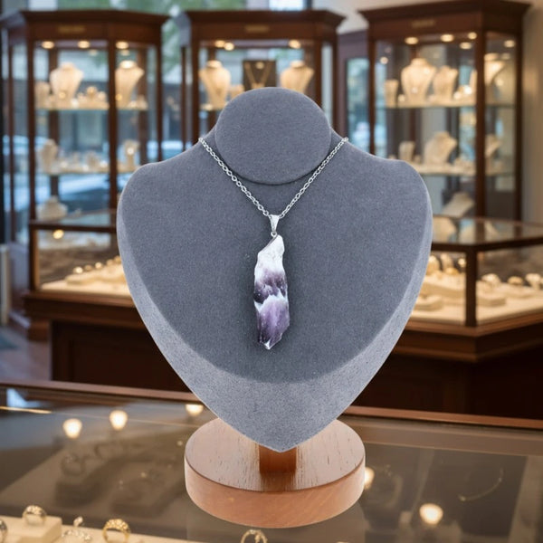 bijou améthyste chevron brute bandes en V pierre violette unique