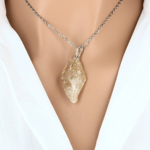 pendentif pierre brute citrine naturelle brésil 2 cm jaune doré