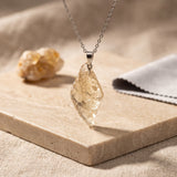 Pendentif Citrine Chauffée Brute Non Polie d'Environ 2 cm, Homme et Femme