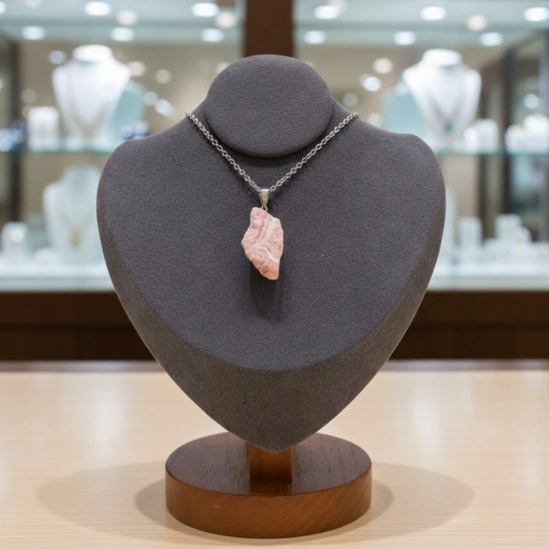 bijou rhodochrosite brute 2 cm pierre rose à bandes