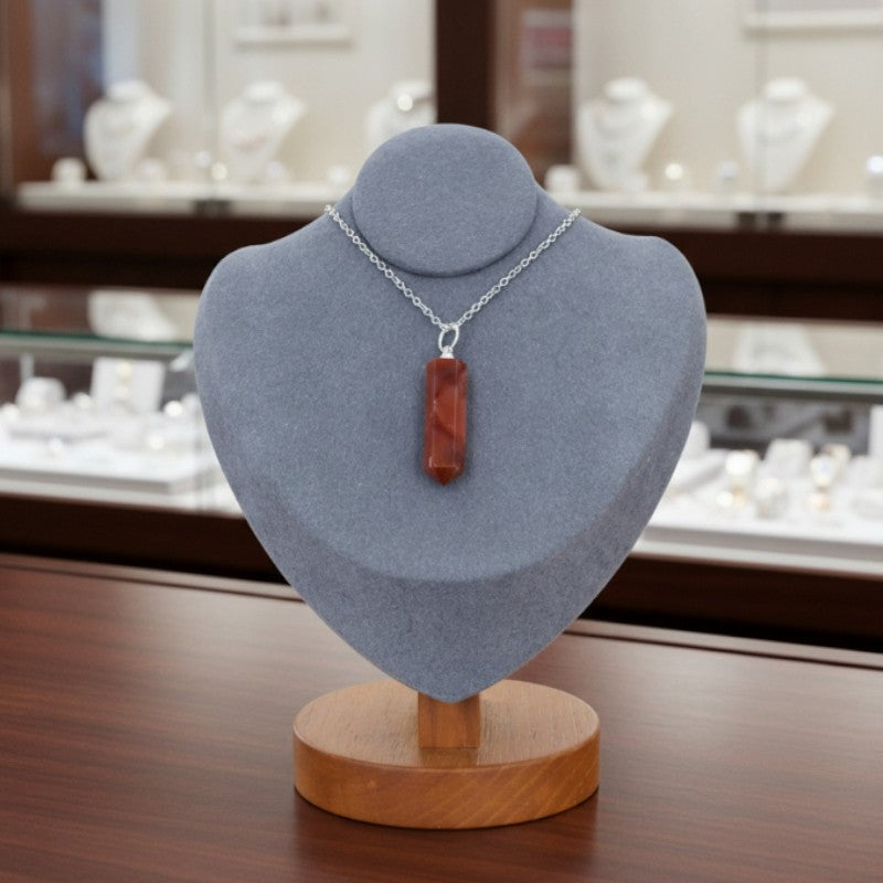 Pendentif pointe en Cornaline naturelle – pierre orange vibrante