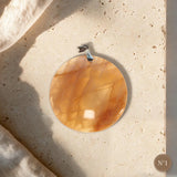 Pendentif Pierre de Lune Orange Pièce Unique, Forme Libre Polie, Numéro au Choix