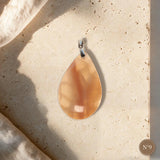 Pendentif Pierre de Lune Orange Pièce Unique, Forme Libre Polie, Numéro au Choix