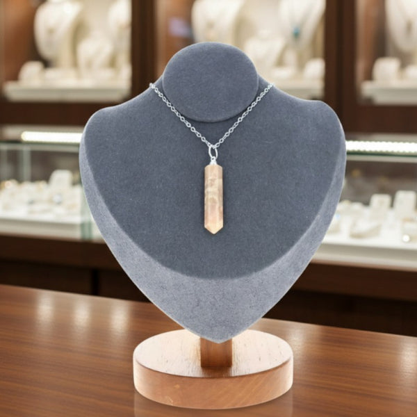 Pointe de Pierre de Lune rose en pendentif – bijou en pierre naturelle délicate