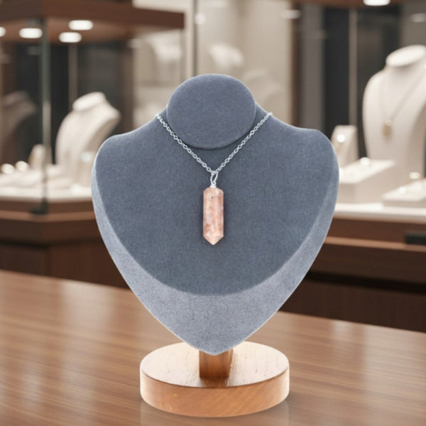 Pendentif pointe en Pierre de Soleil naturelle – pierre lumineuse aux reflets dorés