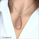 Pendentif en vrai pierre de soleil en forme de goutte