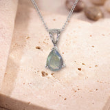 Pendentif Labradorite Facettée, Petite Goutte 9 x 6 mm et Argent 925 (Despina)