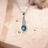 Pendentif Labradorite Véritable, Ovale et Nœud Celtique en Argent 925 (Arkab)