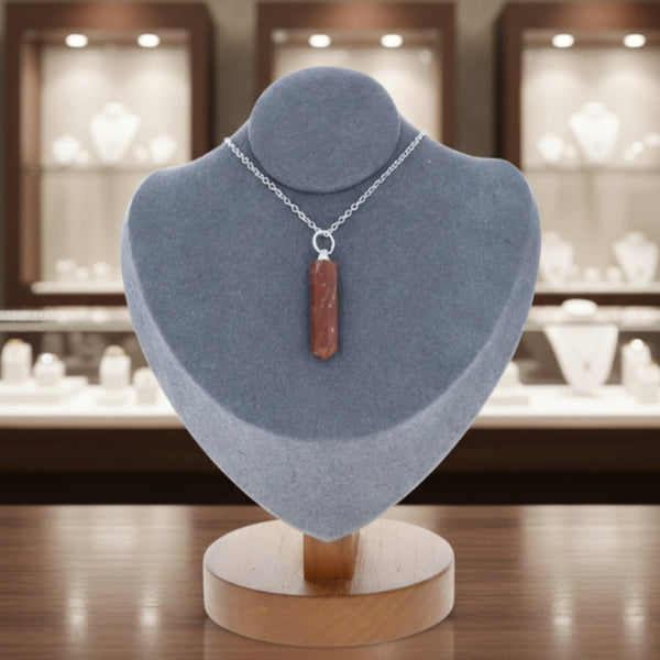 Pendentif pointe en Jaspe Rouge naturel – pierre énergisante et protectrice