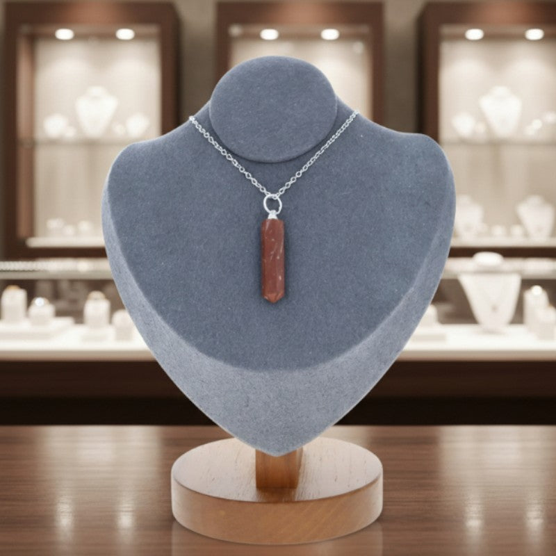 Pendentif pointe en Jaspe Rouge naturel – pierre énergisante et protectrice