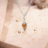 Pendentif Ambre Goutte 17 x 10 mm, Ruban d'Argent 925 et Chaîne 60 cm (Mesarthim)