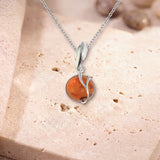 Pendentif Ambre et Argent 925, Cabochon Rond 10 mm et Chaîne 60 cm (Gacrux)