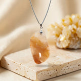 Pendentif Quartz Hématoïde Jaune Pièce Unique, Forme Libre, Numéro au Choix