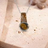 Pendentif Œil de Tigre Bohème, Bélière Émaillée Caramel et Argent 925 (Angetenar)