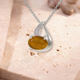 Pendentif Œil de Tigre Facetté, Ovale 9 x 7 mm et Argent 925 (Phact)