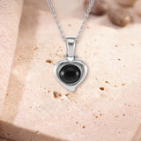 Pendentif Onyx Noir Cœur, Argent 925 Rhodié et Chaîne 60 cm (Mebsuta)