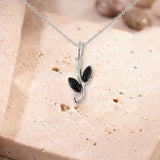Collier Onyx Noir Homme, Deux Navettes sur Tige d'Argent 925 (Bételgeuse)