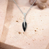 Collier Onyx Noir, Grande Goutte 25 x 11 mm et Flamme d'Argent 925 (Muscida)