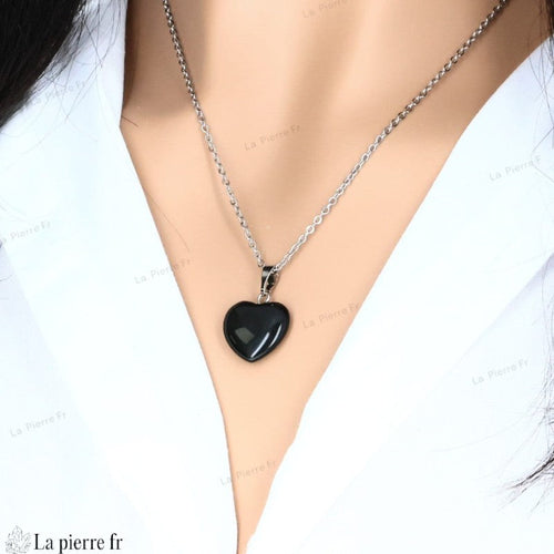 Petit Pendentif Cœur en Pierre Naturelle, Obsidienne Œil Céleste 15 mm