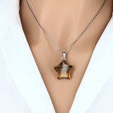 Pendentif Étoile en pierre Oeil de Tigre