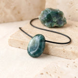 Pendentif Homme Pierre Naturelle en Agate Indienne Percée, Cordon