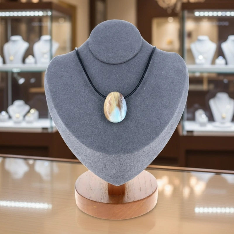 Pendentif percé en Amazonite Multi, pierre naturelle bleu vert pour sérénité et expression