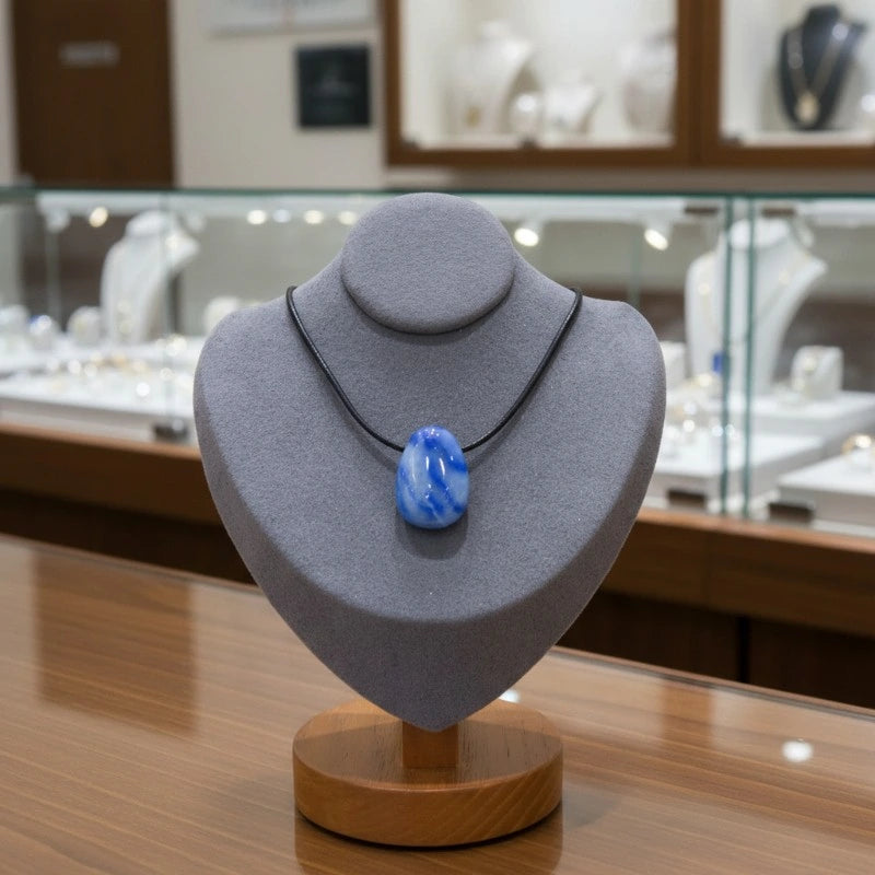 Pendentif Pierre Percée Aventurine Bleue " calme & clarté intérieure "