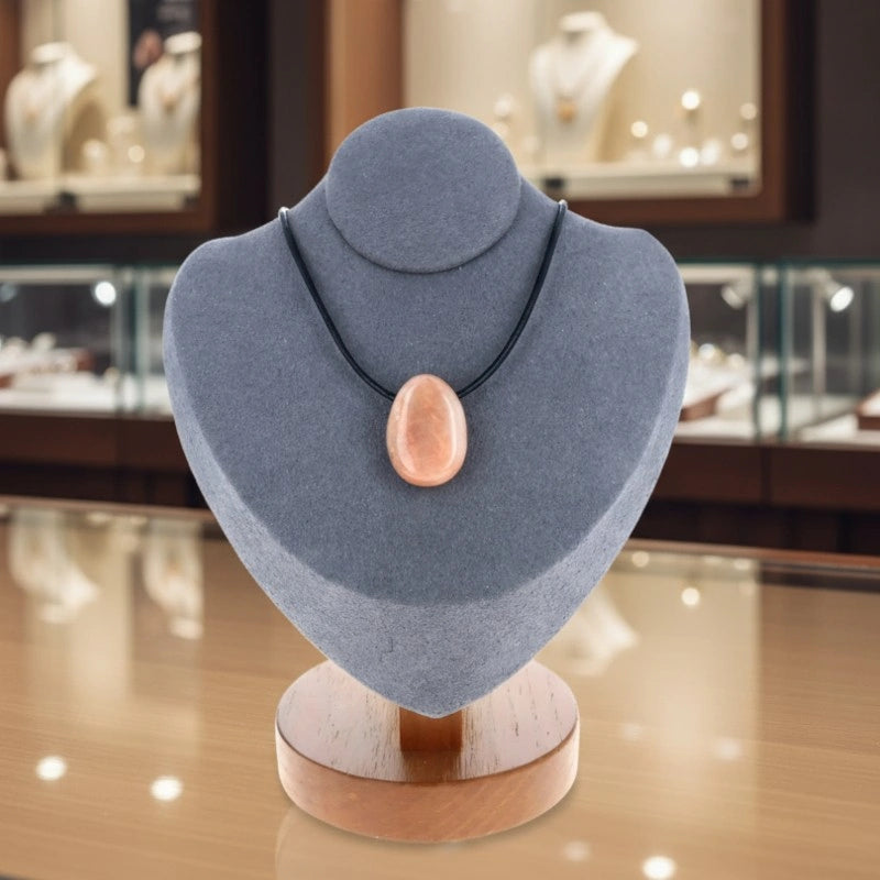 Pendentif percé en Aventurine Pêche, pierre naturelle orange rosé pour douceur et créativité