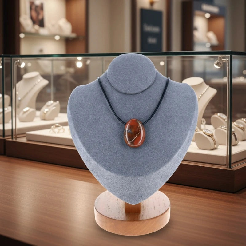 Pendentif percé en Jaspe Breschia, pierre naturelle rouge et brun pour vitalité et force