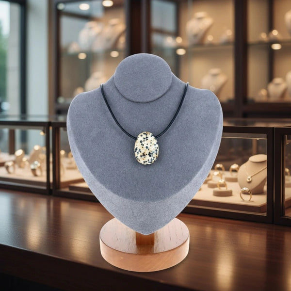 Pendentif Pierre Percée Jaspe Dalmatien " joie & légèreté d’esprit "