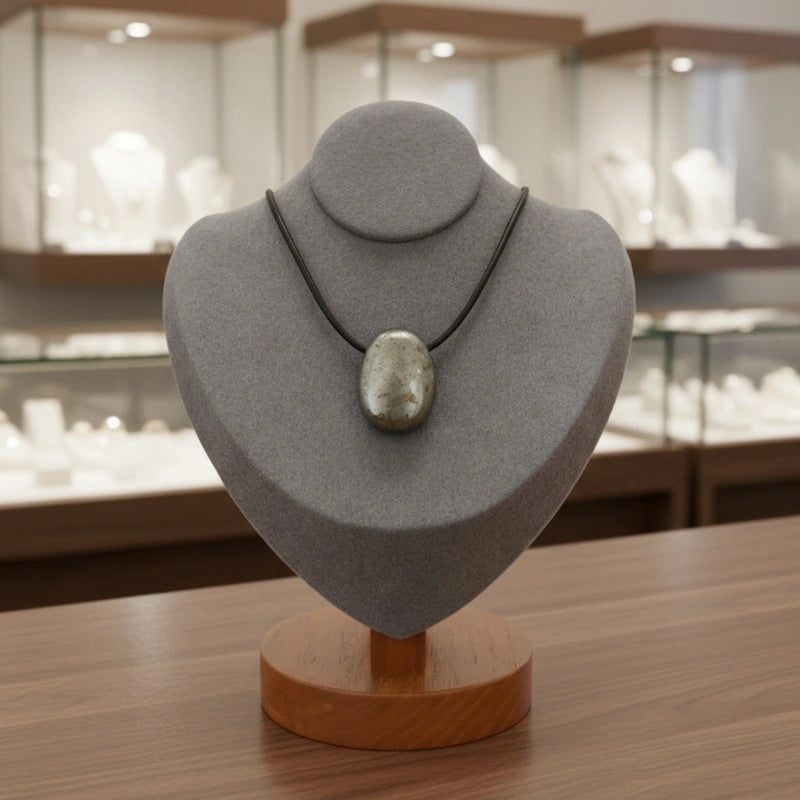 Pendentif percé en Pyrite, pierre naturelle dorée pour énergie et force mentale