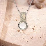 Pendentif Quartz Rose Bohème, Bélière Émaillée Ivoire et Argent 925 (Agena)